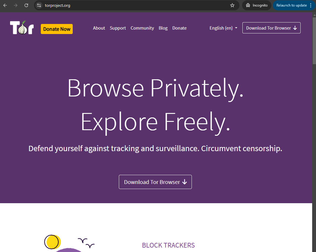 Screenshot of Tor Browser download page and installed interface with purple onion logo, essential for accessing WeTheNorth Darknet securely